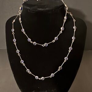 Sterling Silver and Blue Necklace & Anklet Set
